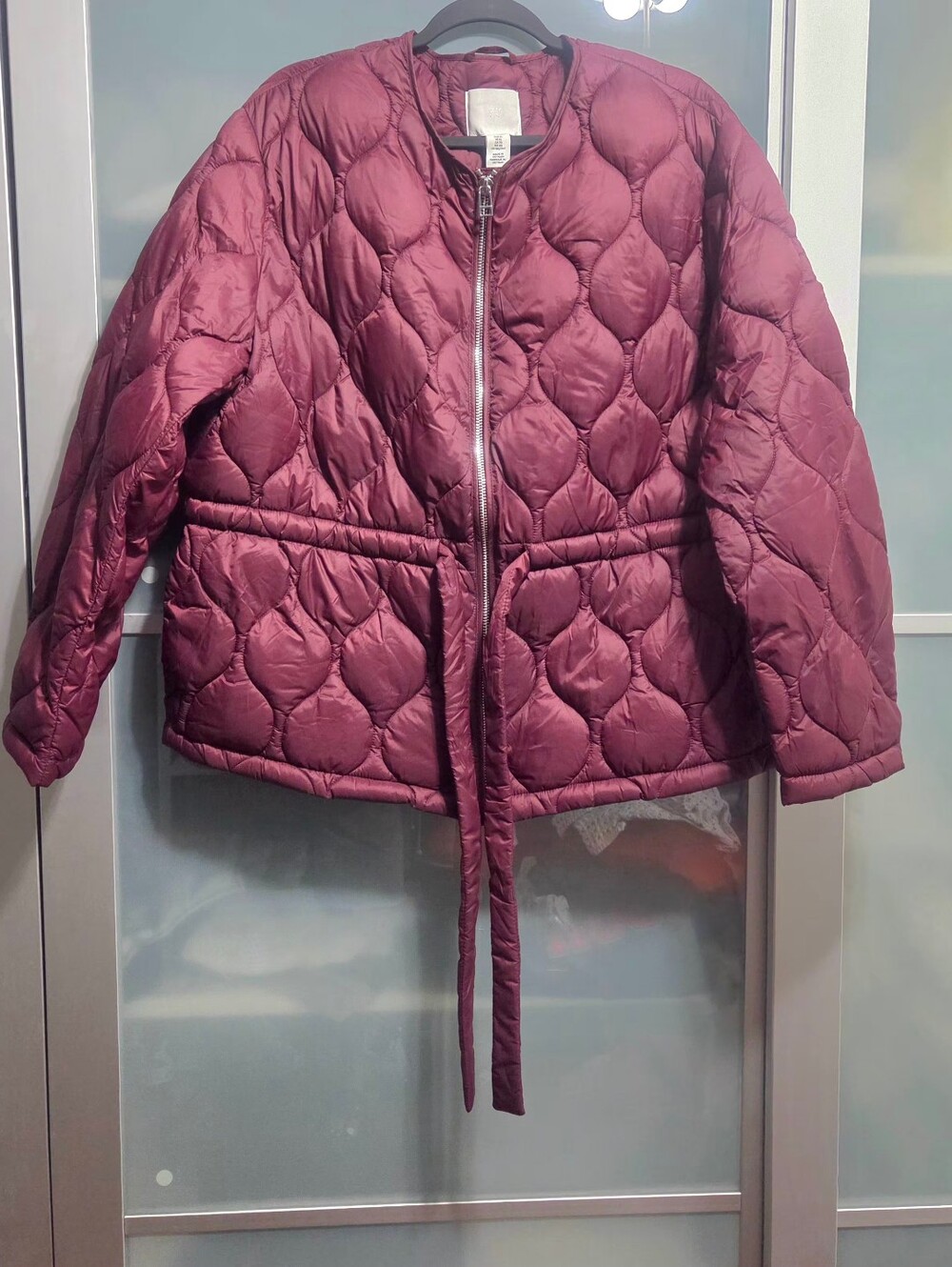 NWT H&M Women's Quilted Puffer Jacket in Burgundy XL
